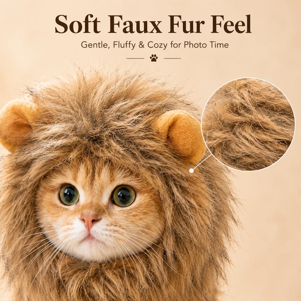 Paws in Awe Soft Lion Mane Pet Headpiece for Cats & Small Dogs - Easy Open-Face Costume for Halloween Photos, Pet Parties & Outdoor Fun image 7
