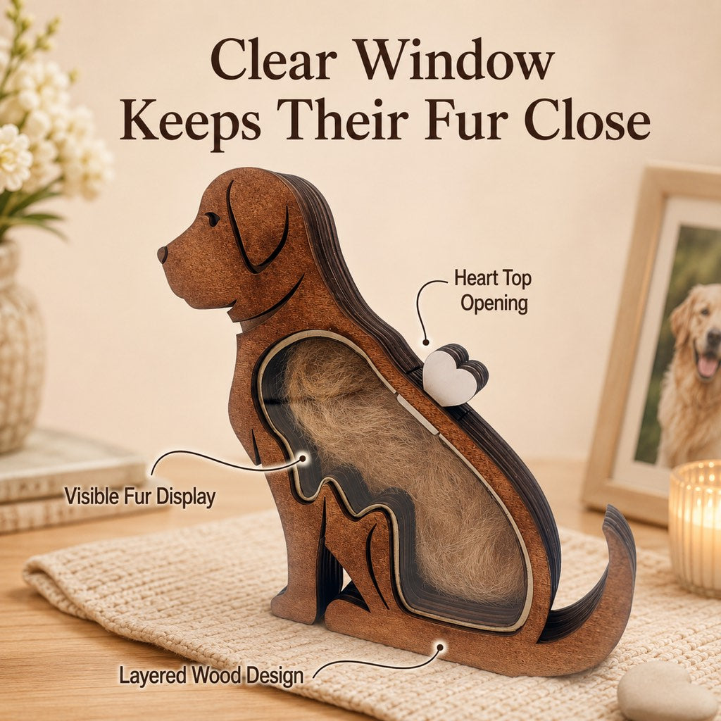 Long-Eared Dog style pet fur keepsake box