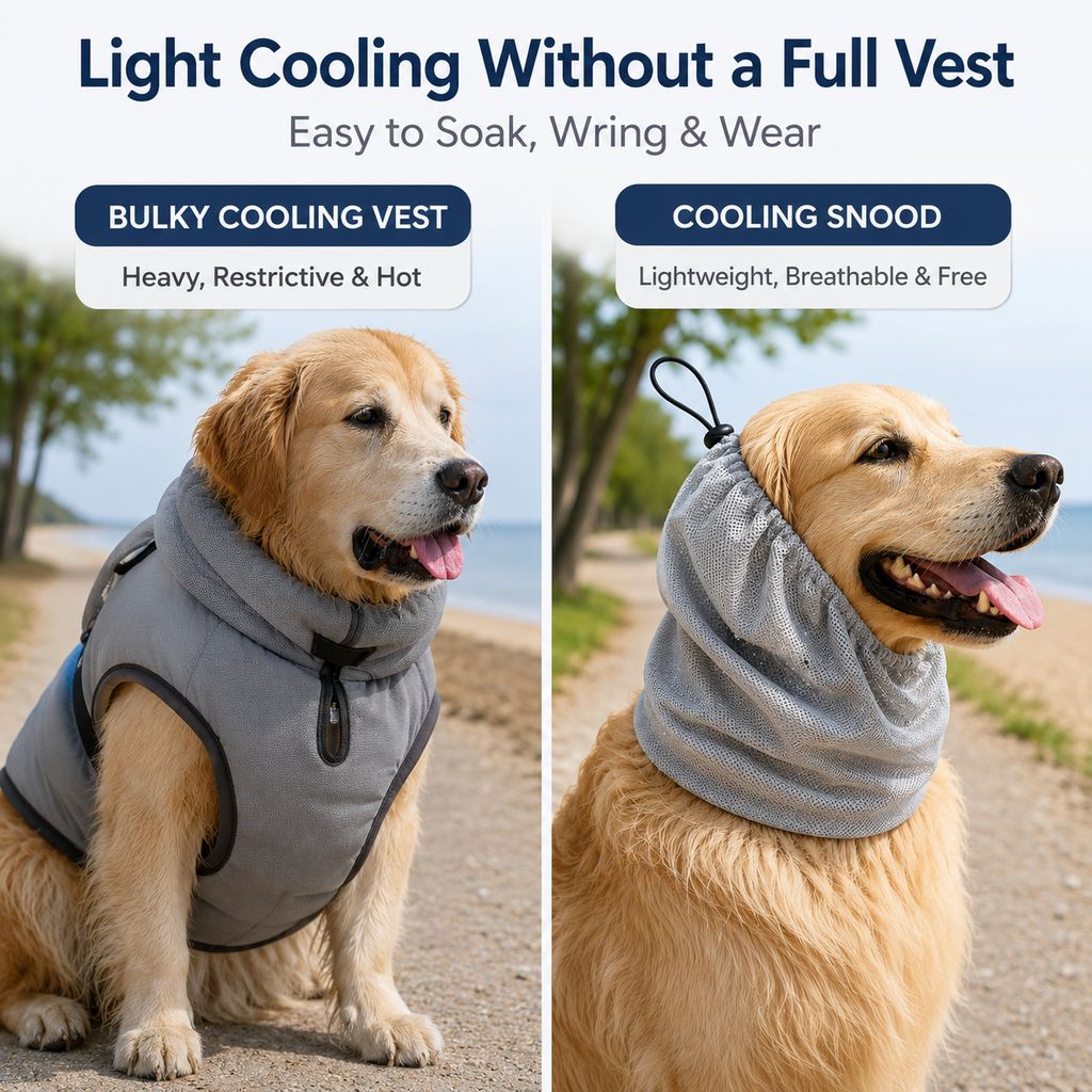 Paws in Awe Water-Activated Dog Cooling Snood for Summer Walks - Lightweight Neck & Ear Cooler for Hot Weather, Beach Days & Long-Fur Dogs image 3