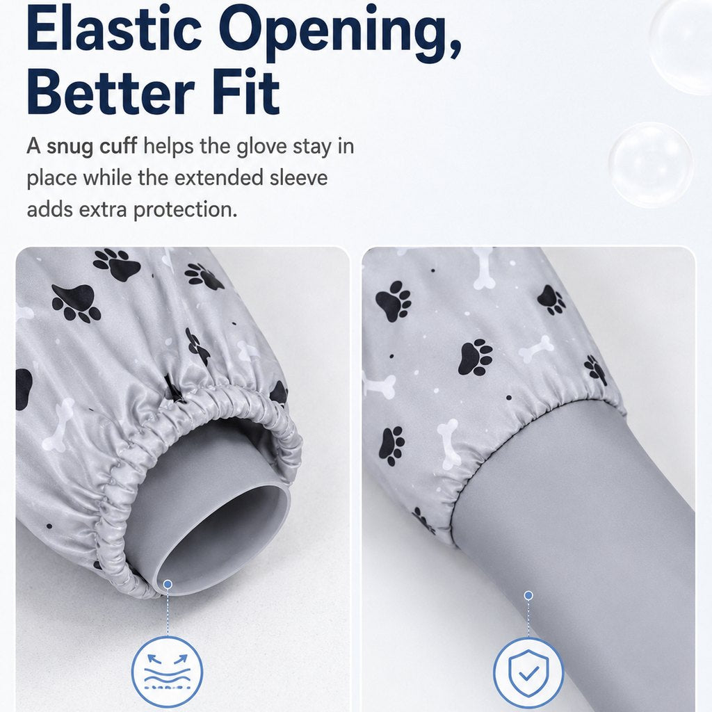Paws in Awe Long-Sleeve Pet Bath & Grooming Gloves for Cats & Dogs - Cleaner Baths, Gentle Deshedding & Massage image 7