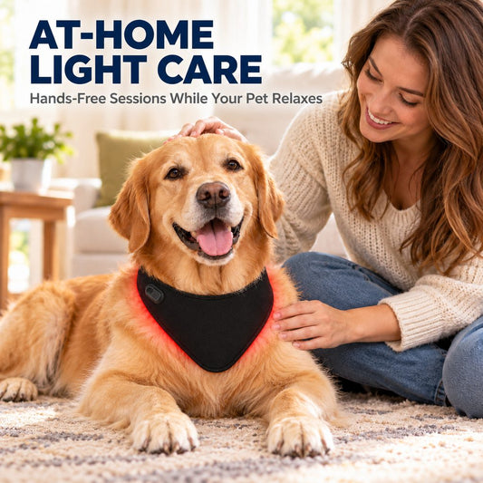 hands-free dog red light neck wrap for at-home care