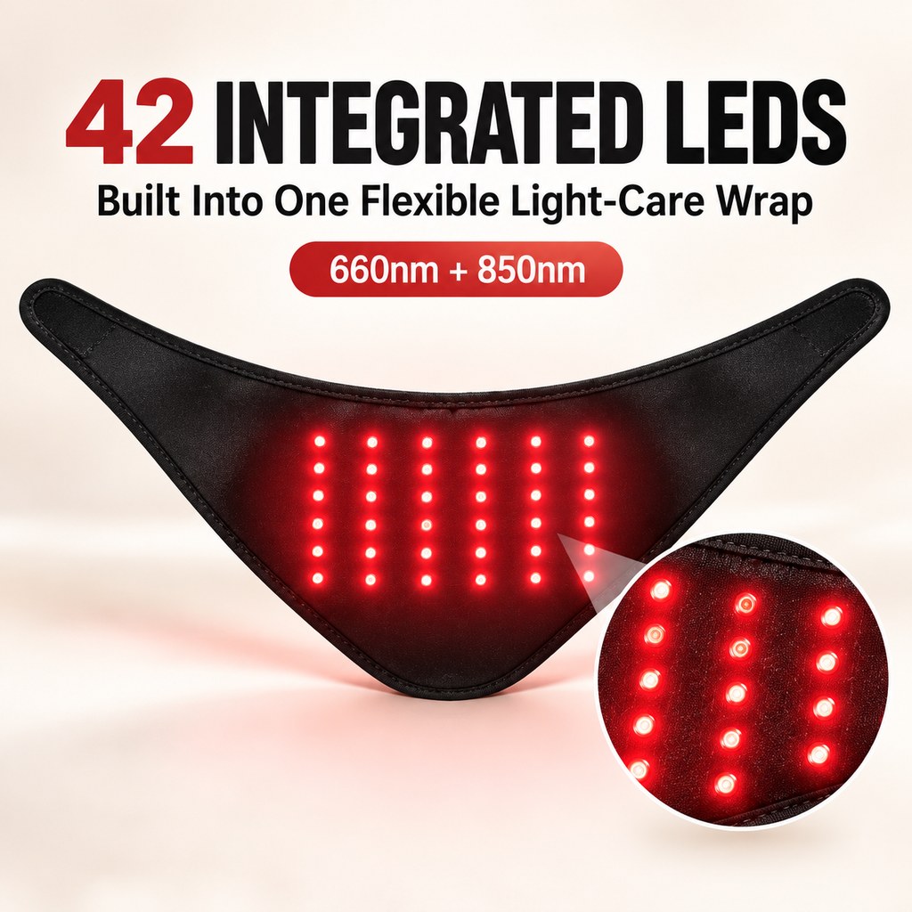 42 integrated LEDs in flexible pet light-care wrap