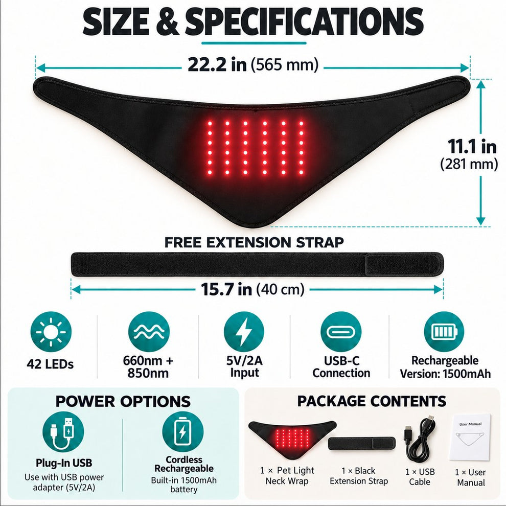 M-006 dog red light neck wrap size and specifications