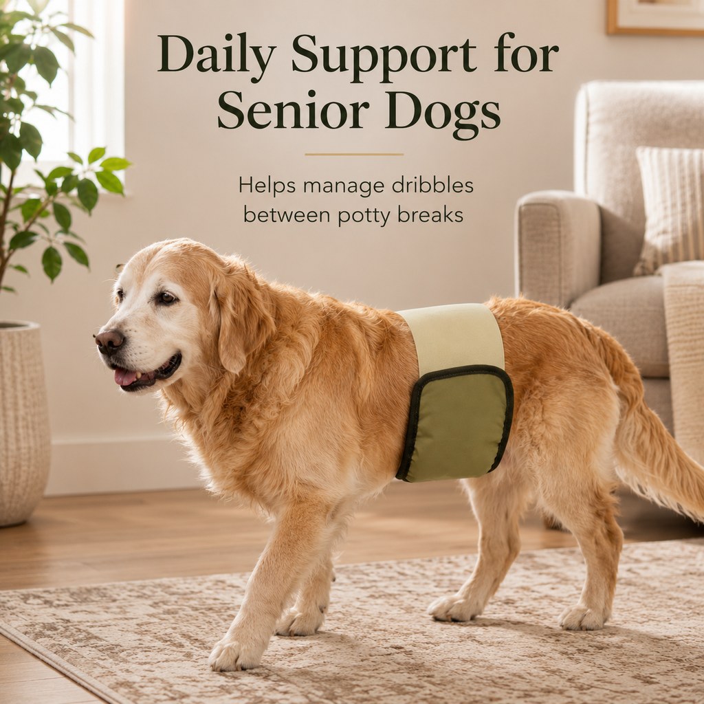 Paws in Awe 3-Pack Washable Male Dog Belly Bands for Indoor Marking & Senior Dribbles - Reusable Dog Diaper Wraps to Protect Floors & Furniture image 3