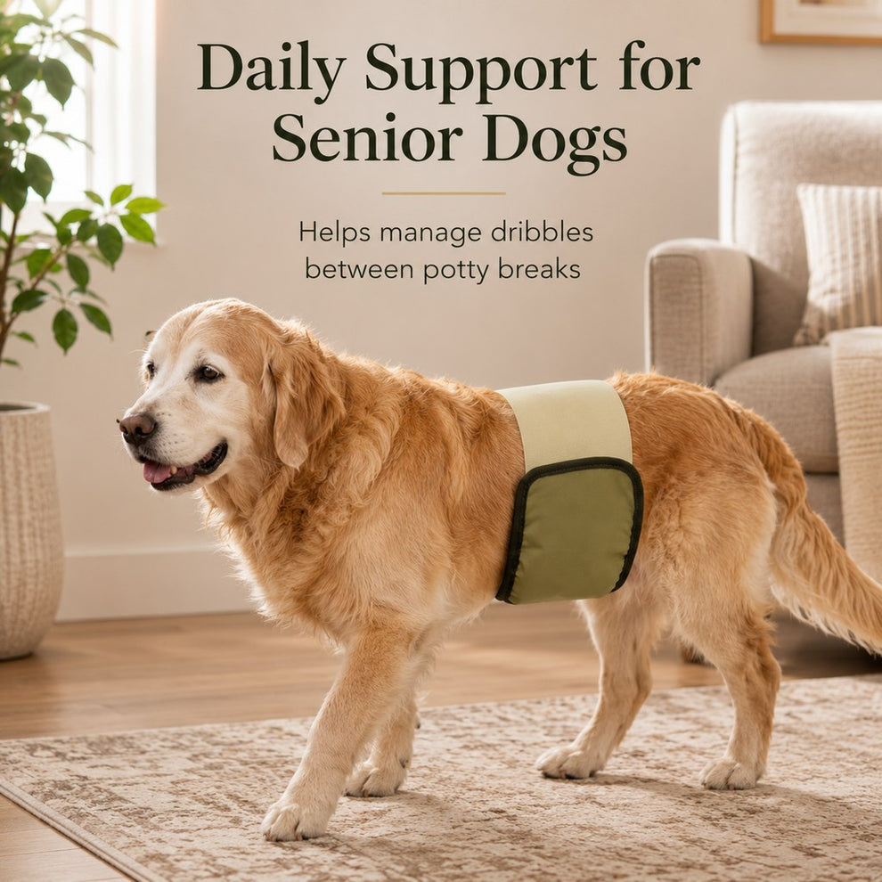 Paws in Awe 3-Pack Washable Male Dog Belly Bands for Indoor Marking & Senior Dribbles - Reusable Dog Diaper Wraps to Protect Floors & Furniture image 3