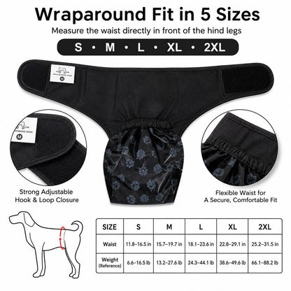 Reusable male dog urine collection wrap with 50 bags