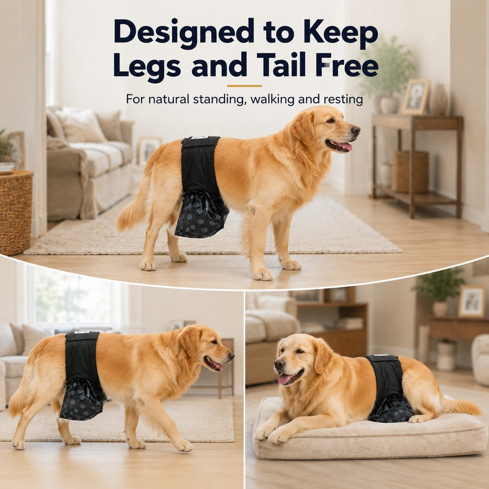 Reusable male dog urine collection wrap with 50 bags