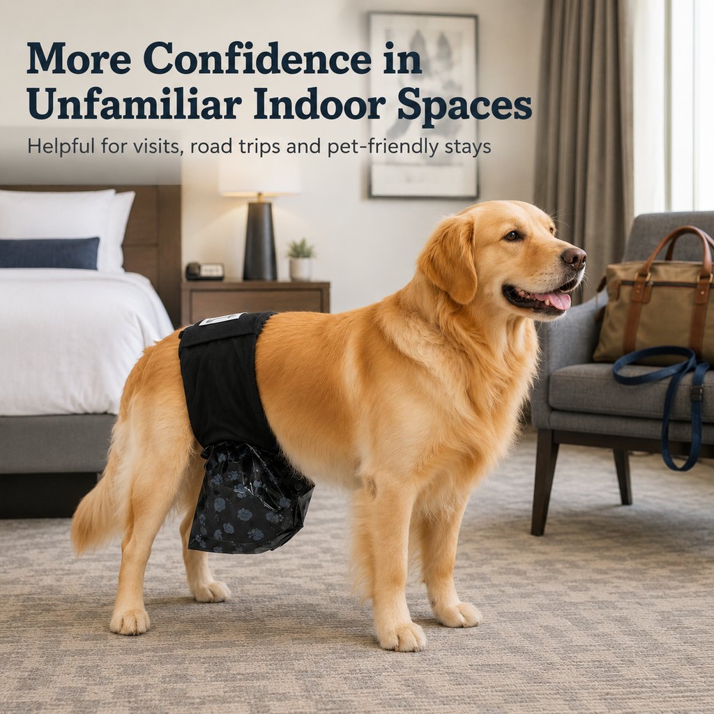 Reusable male dog urine collection wrap with 50 bags