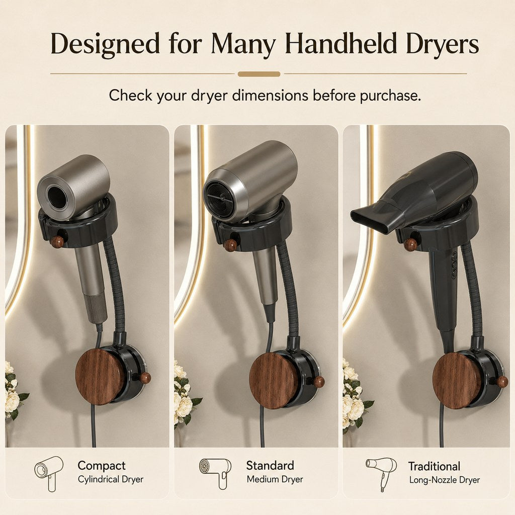 Pet grooming holder designed for many handheld dryers