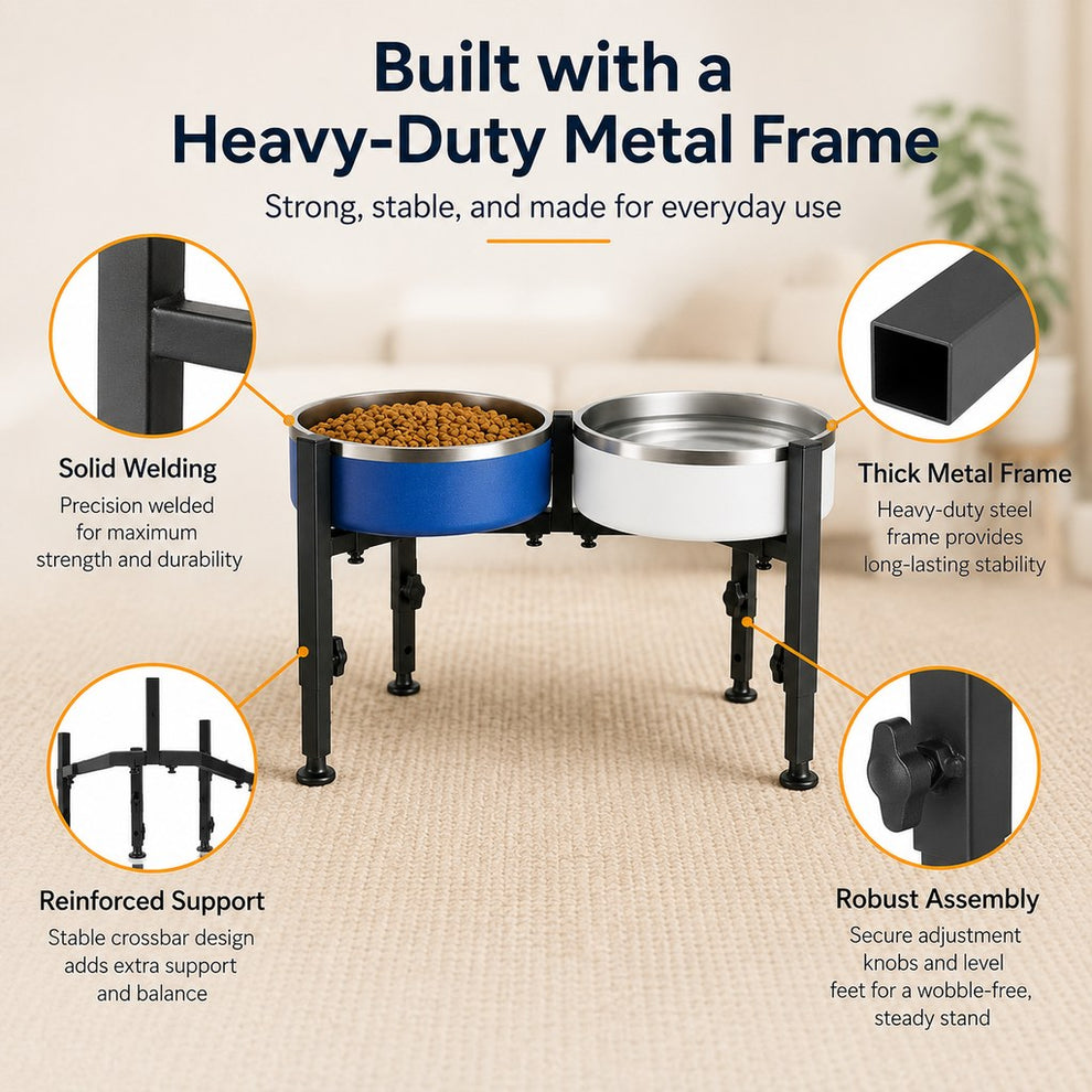 Paws in Awe Adjustable Raised Dog Bowl Stand for Home Feeding - No-Bend Metal Pet Bowl Holder for Cleaner, More Comfortable Meals image 4