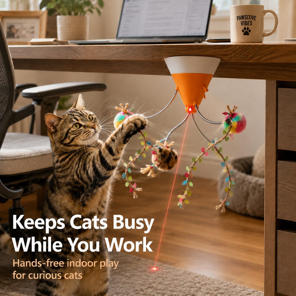 MiaSpin 360 magnetic rotating cat teaser toy for indoor cats