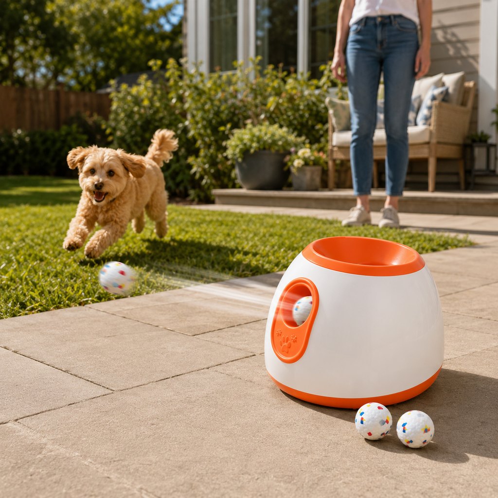 Mini automatic dog ball launcher with 3 balls