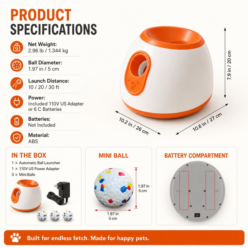 Mini automatic dog ball launcher with 3 balls