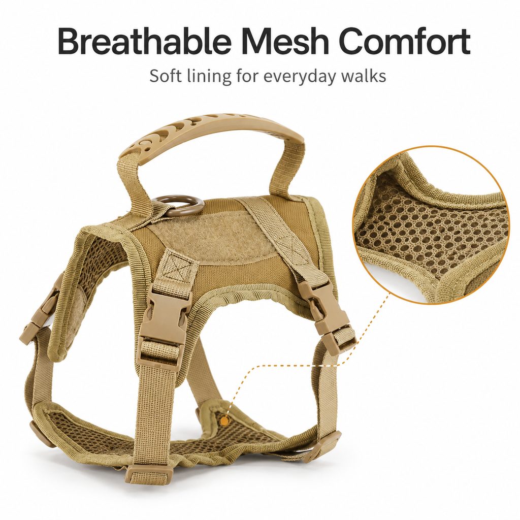 Paws in Awe Mini Tactical Pet Harness Vest for Cats & Small Dogs - Outdoor Walking Harness with Handle to Reduce Neck Pulling image 6
