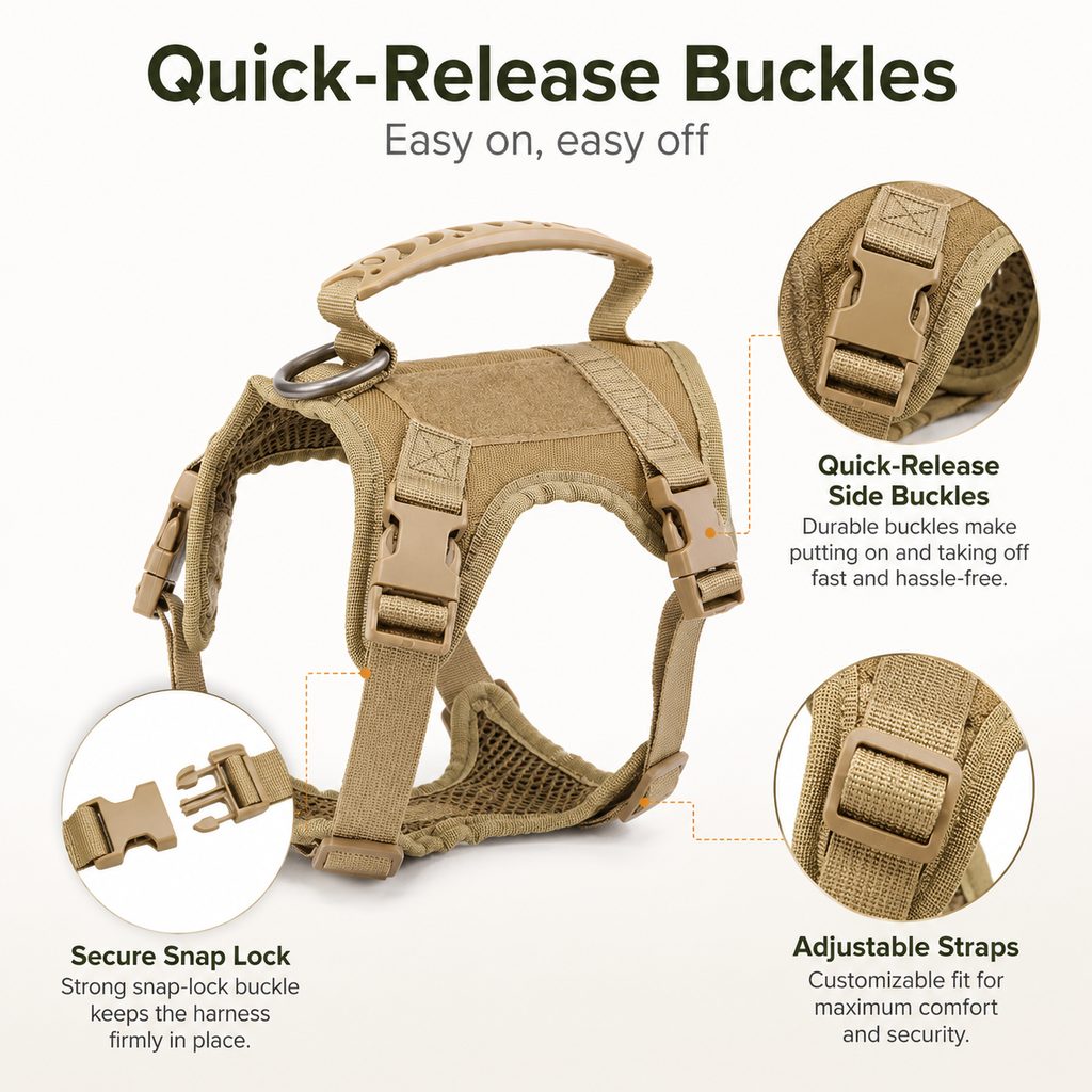 Paws in Awe Mini Tactical Pet Harness Vest for Cats & Small Dogs - Outdoor Walking Harness with Handle to Reduce Neck Pulling image 4