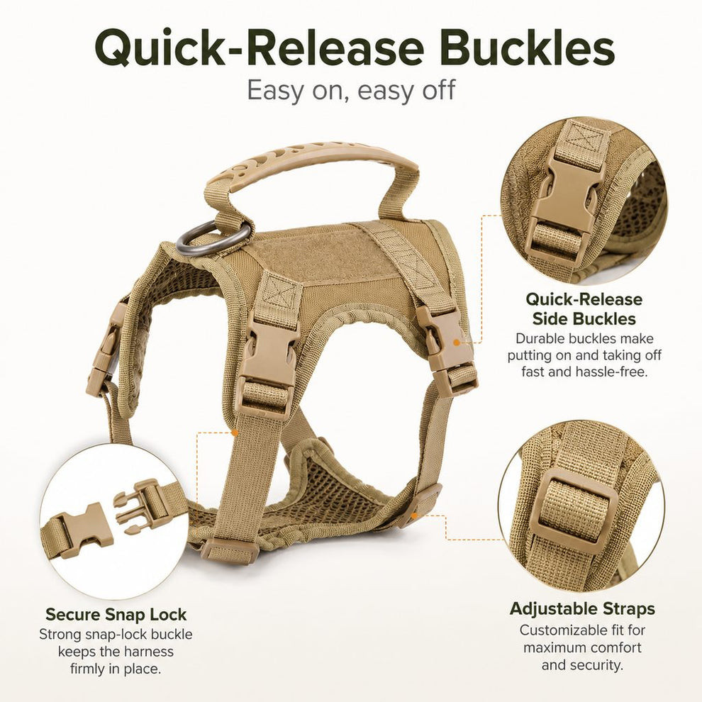 Paws in Awe Mini Tactical Pet Harness Vest for Cats & Small Dogs - Outdoor Walking Harness with Handle to Reduce Neck Pulling image 4