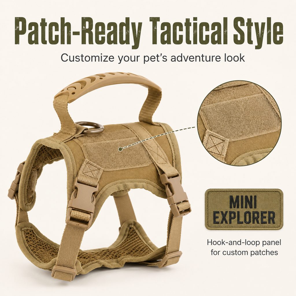 Paws in Awe Mini Tactical Pet Harness Vest for Cats & Small Dogs - Outdoor Walking Harness with Handle to Reduce Neck Pulling image 5