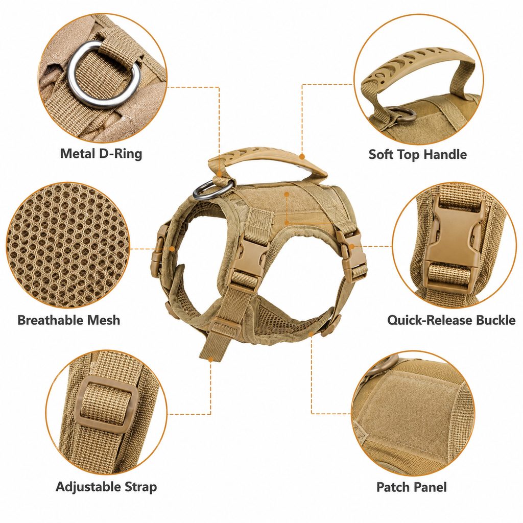 Paws in Awe Mini Tactical Pet Harness Vest for Cats & Small Dogs - Outdoor Walking Harness with Handle to Reduce Neck Pulling image 7