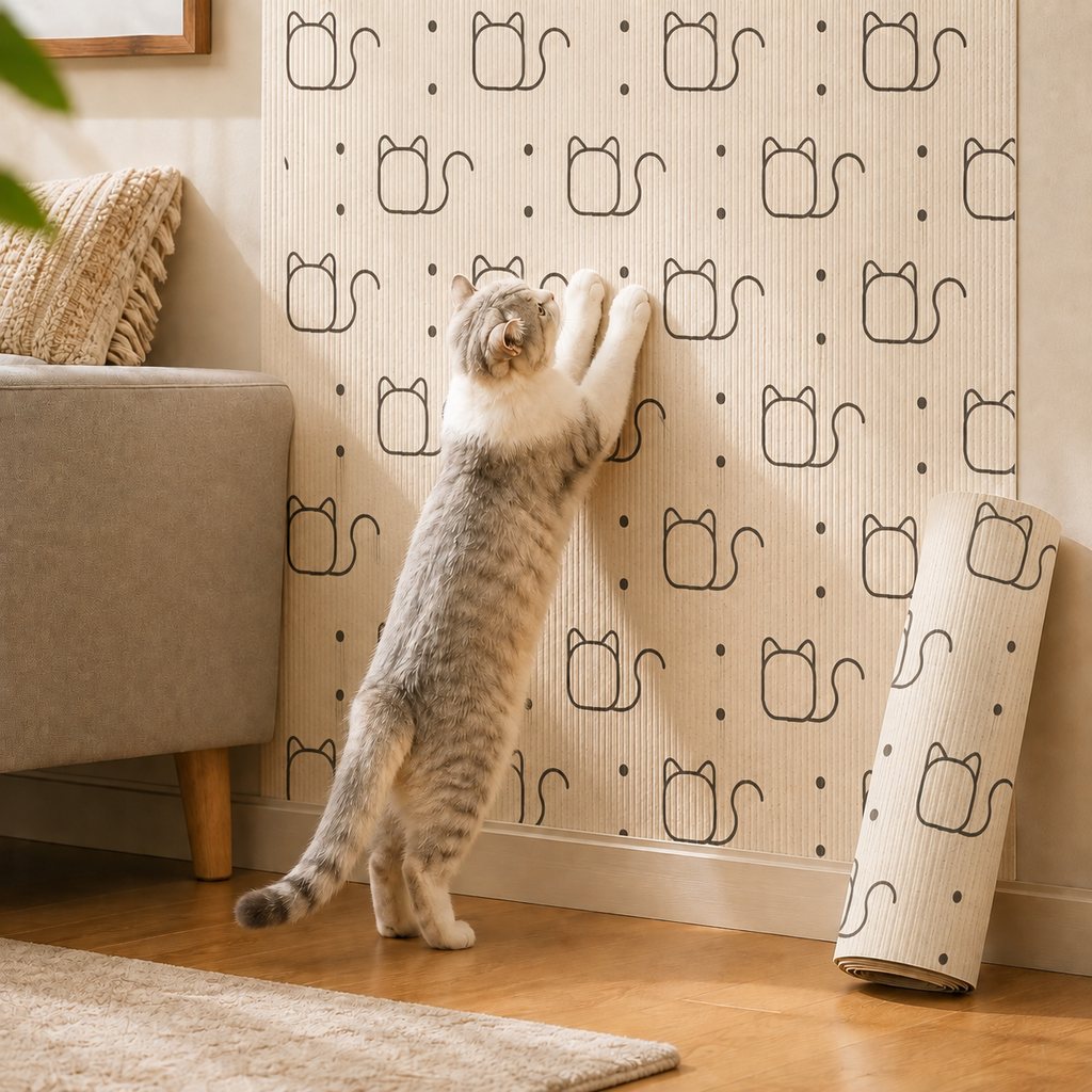 Paws in Awe Self-Adhesive Cat Scratch Mat for Wall & Furniture Protection – Cuttable Cat Scratching Pad for Sofa, Door, Bedside & Home Surfaces image 13