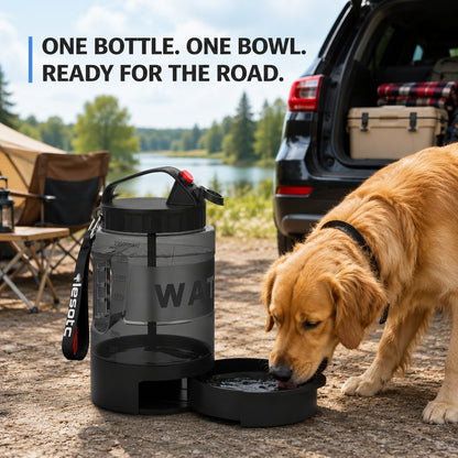Mint green 2.2L dog travel water bottle with pull-out drinking bowl