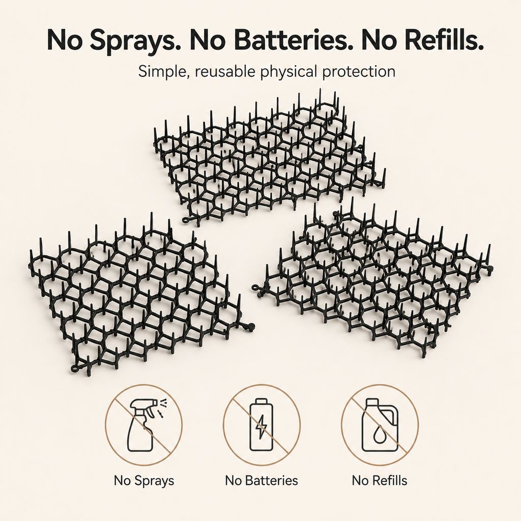 Open lattice cat deterrent mat with no sprays batteries or refills