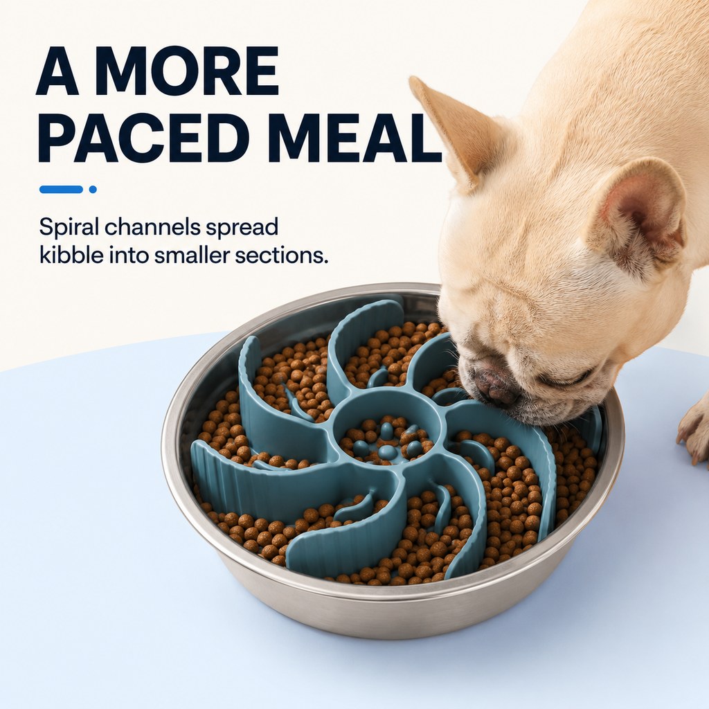 Paws in Awe Cut-to-Fit Slow Feeder Insert & Stainless Steel Bowl Set for Fast-Eating Dogs & Cats image 3