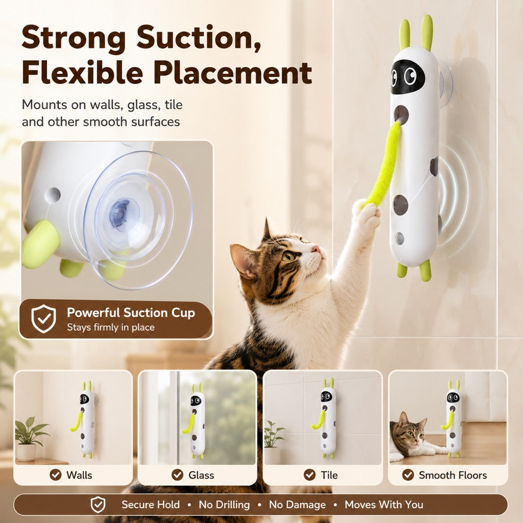 Paws in Awe Motion-Activated Feather Cat Toy for Indoor Play - Wall-Mounted Teaser That Keeps Bored Cats Busy image 8