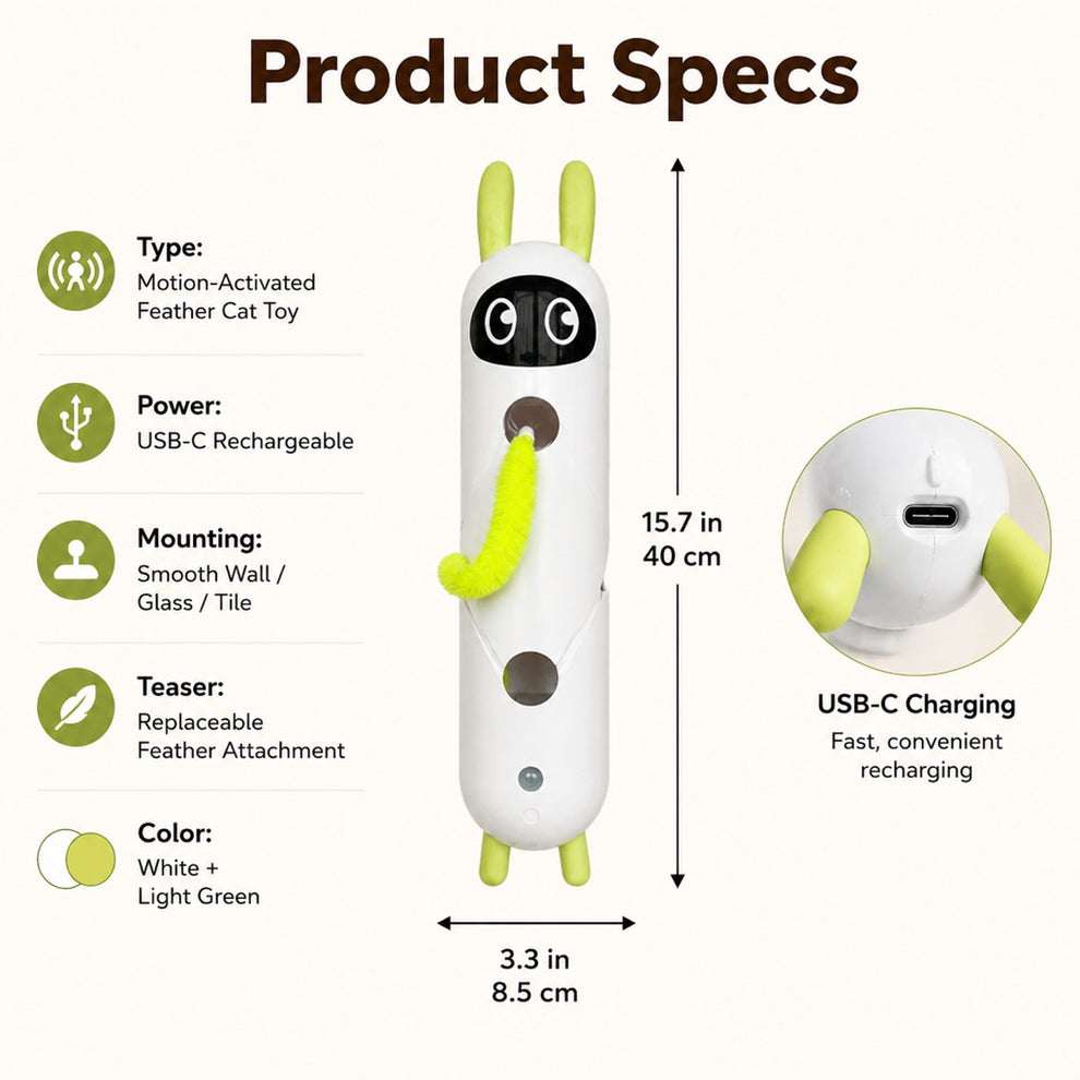 Paws in Awe Motion-Activated Feather Cat Toy for Indoor Play - Wall-Mounted Teaser That Keeps Bored Cats Busy image 9