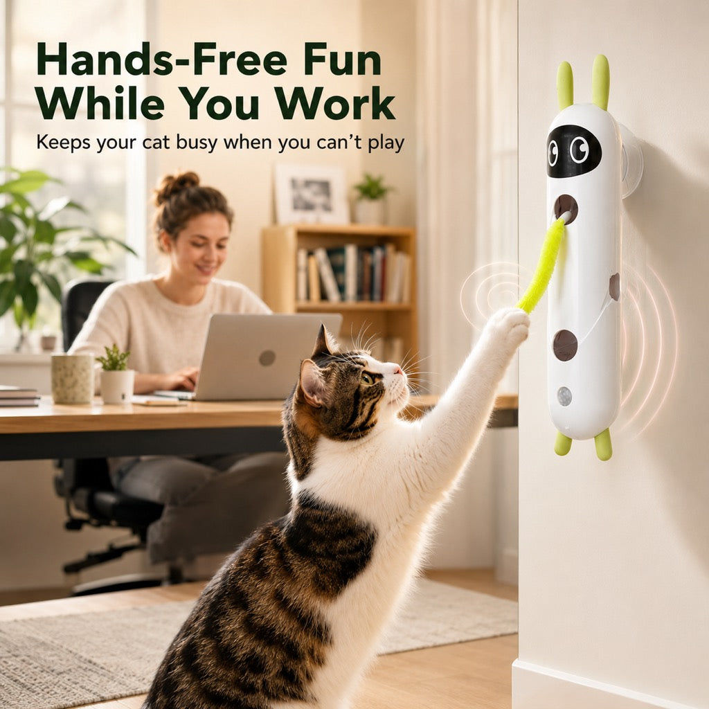 Paws in Awe Motion-Activated Feather Cat Toy for Indoor Play - Wall-Mounted Teaser That Keeps Bored Cats Busy image 2