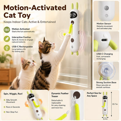 Paws in Awe Motion-Activated Feather Cat Toy for Indoor Play - Wall-Mounted Teaser That Keeps Bored Cats Busy image 4