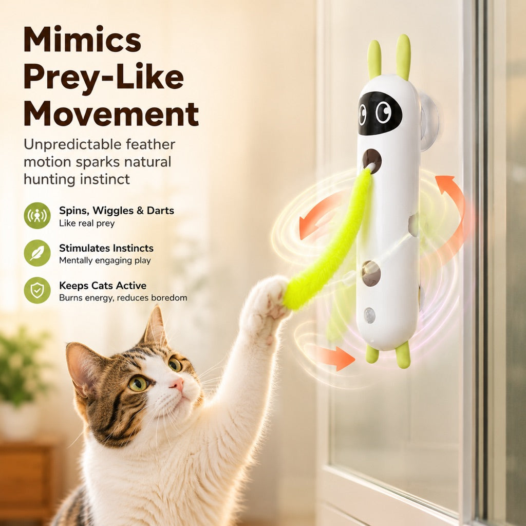 Paws in Awe Motion-Activated Feather Cat Toy for Indoor Play - Wall-Mounted Teaser That Keeps Bored Cats Busy image 7