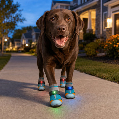 Paws in Awe Motion-Activated LED Dog Boots for Night Walks – Flashing Paw Shoes for Better Visibility & Traction image 1