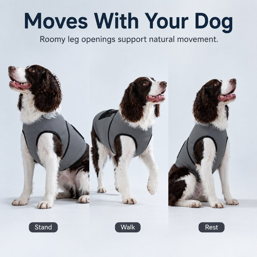 Dog comfort wrap vest moves with your dog