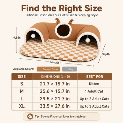 Paws in Awe 3-in-1 Multi-Cat Tunnel Bed & Play Mat for Indoor Cats - Spacious Cozy Hideaway for Shared Rest, Play & Less Bed Competition image 9
