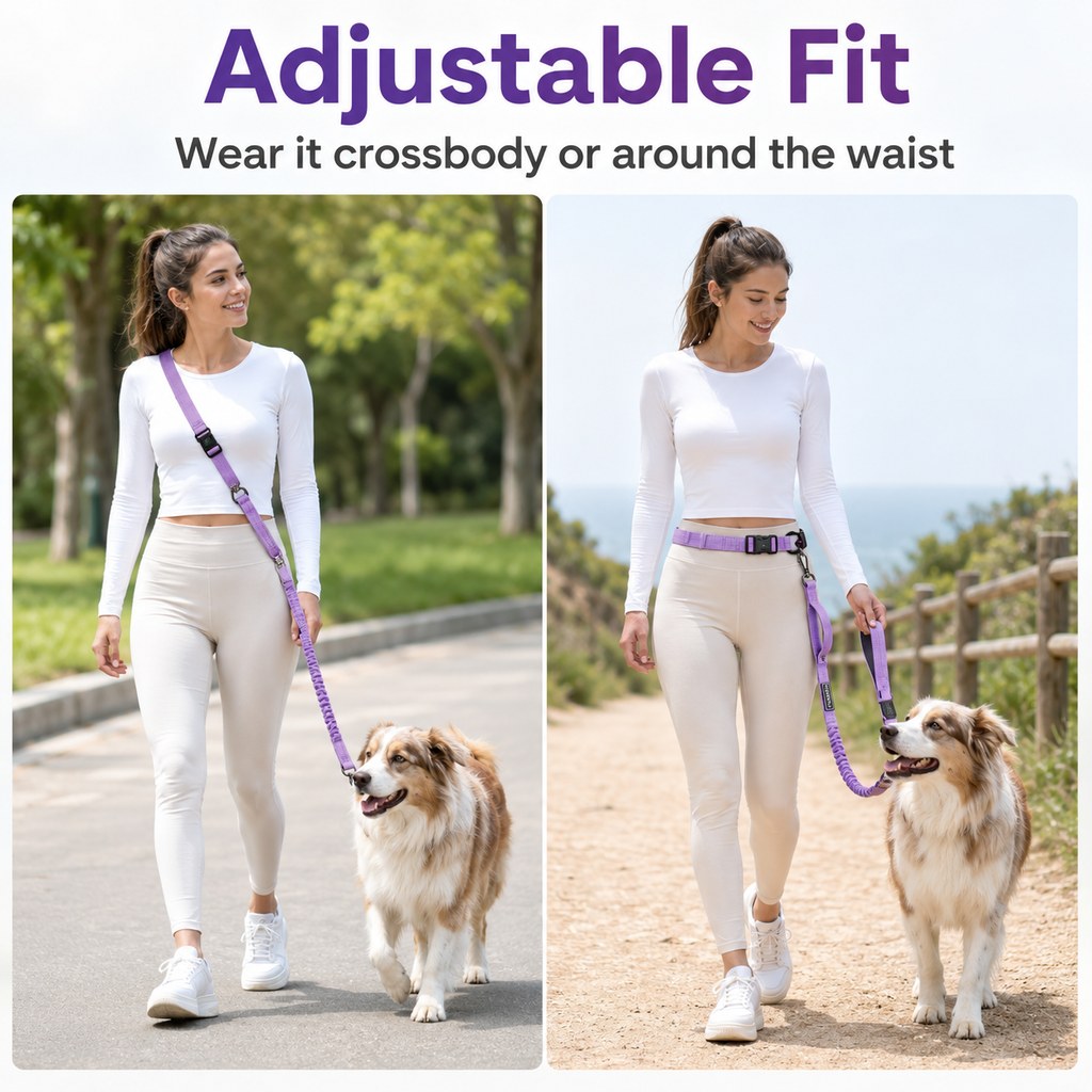 Paws in Awe Hands-Free Shock-Absorbing Dog Leash for Running, Walking & Car Travel - Bungee Leash Helps Reduce Pulling image 8