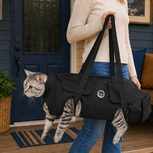 Paws in Awe Multi-Use Cat Carrier & Grooming Bag - Easy Paw Access for Vet Visits & At-Home Care image 2