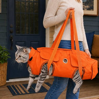 Paws in Awe Multi-Use Cat Carrier & Grooming Bag - Easy Paw Access for Vet Visits & At-Home Care image 4