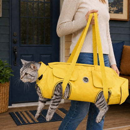 Paws in Awe Multi-Use Cat Carrier & Grooming Bag - Easy Paw Access for Vet Visits & At-Home Care image 3