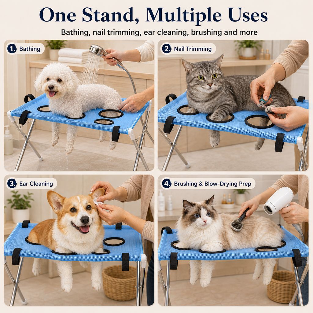 Paws in Awe Foldable Pet Grooming Stand for Cats & Small Dogs - Bathing & Nail Trimming Support for Less Squirming image 2