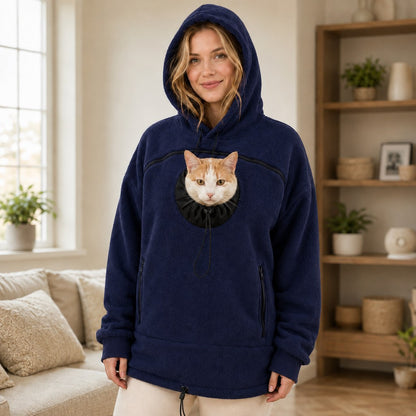 Navy blue hands-free pet carrier hoodie