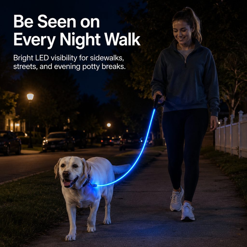 NightGlow dog leash for night walks