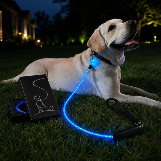 NightGlow LED light-up dog leash with gift box