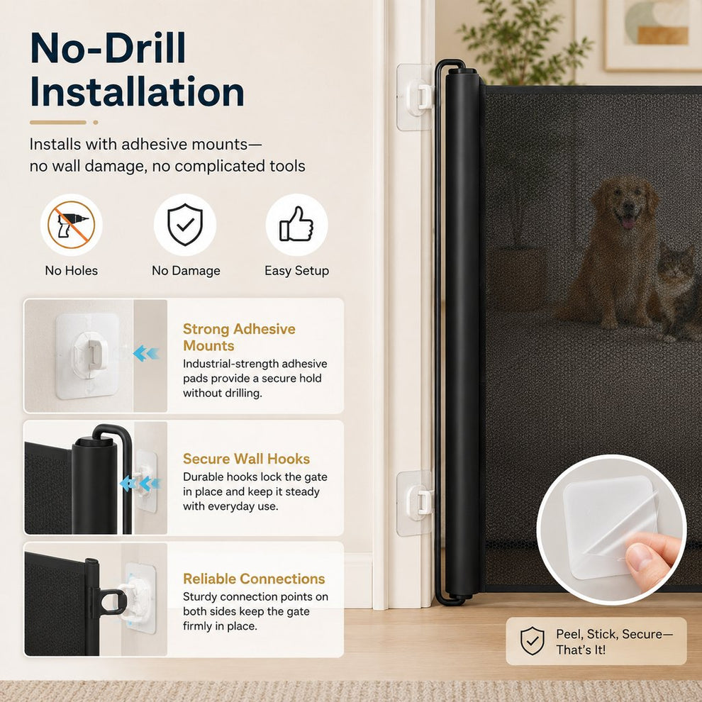 Paws in Awe No-Drill Retractable Pet Gate for Doorways, Kitchens & Stairs - Keep Cats and Dogs Safely Out of Off-Limit Areas image 8