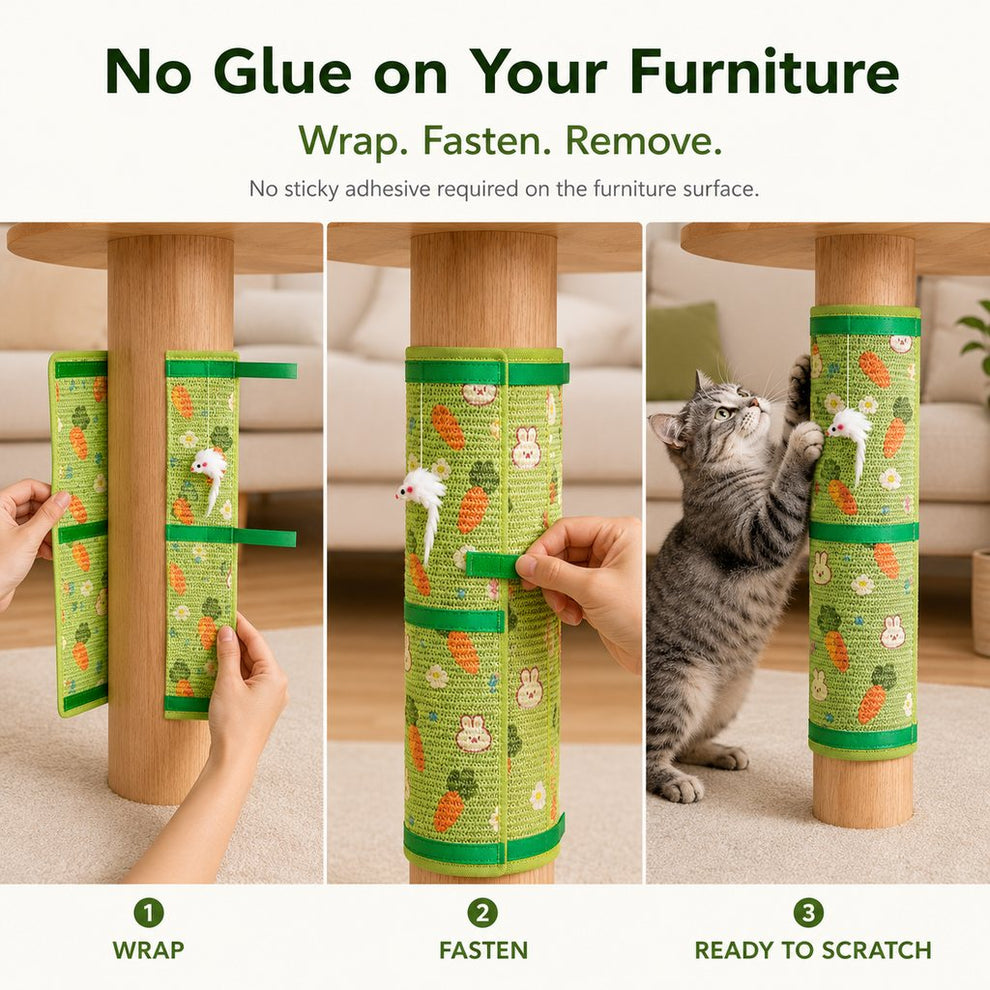 No glue wrap-around cat scratcher installation
