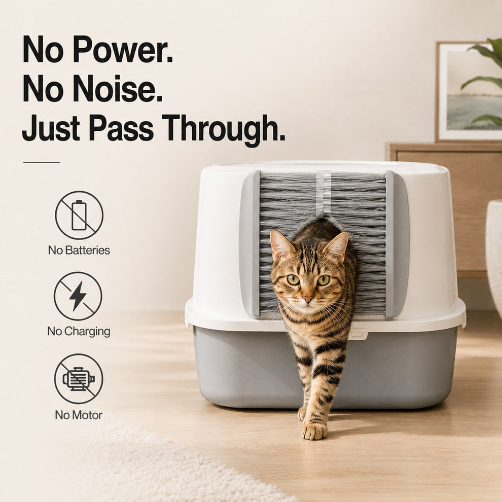 Paws in Awe Cat Litter Box Self-Grooming Brush Door – Automatic Loose Fur Catcher for Enclosed Litter Boxes & Cleaner Homes, 2-Piece Set image 7