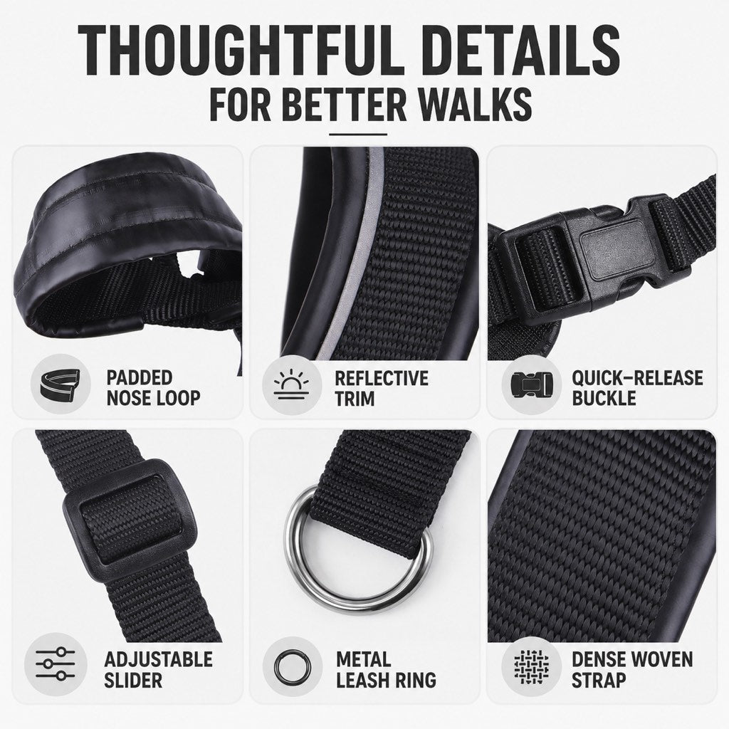 Paws in Awe No-Pull Dog Head Halter for Daily Walks - Adjustable Padded Training Muzzle to Help Reduce Pulling image 8
