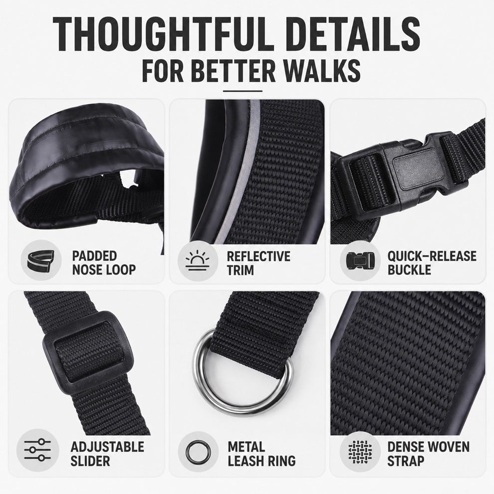 Paws in Awe No-Pull Dog Head Halter for Daily Walks - Adjustable Padded Training Muzzle to Help Reduce Pulling image 8