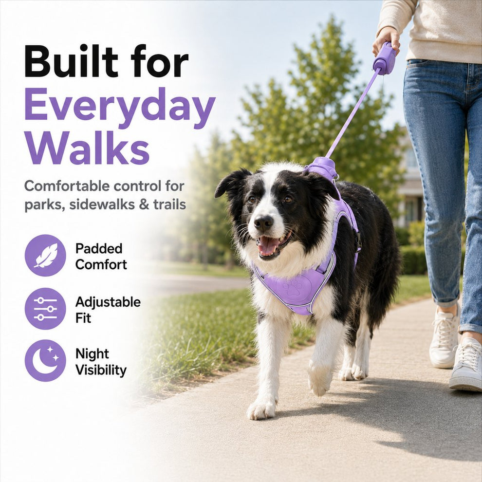 Paws in Awe No-Pull Reflective Dog Harness with Built-In Retractable Leash for Safer Daily Walks image 3