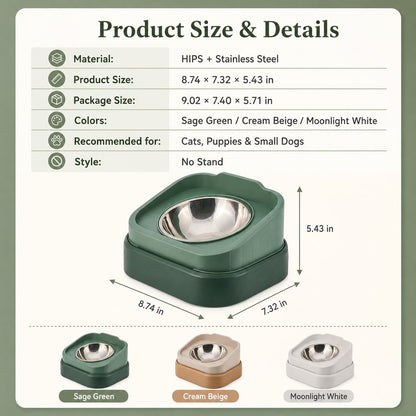 No Stand product size chart for adjustable slow feeder pet bowl