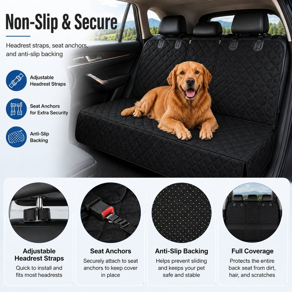 Paws in Awe Waterproof Dog Car Back Seat Cover for Road Trips - Protects from Mud, Fur & Scratches image 5